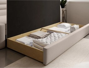 Béžová zamatová rozkladacia/s úložným priestorom pohovka pravý roh 223 cm Fabillo – ELTAP