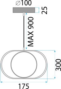 Toolight Toolight, LED závesné osvetlenie, 18W, 4000K, APP1555-CP, zlatá lesklá, OSW-05664