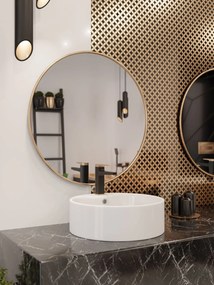 Invena Rondi, okrúhle keramické umývadlo na dosku 470x470x155 mm, biela lesklá, INV-CE-21-001-W