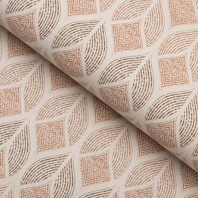 PVC obrus Hnedé designové lístky na krémovom PV-204 - metráž š. 140 cm