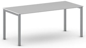 Rokovací kancelársky stôl PRIMO SQUARE, 180x80 cm, sivostrieborná podnož, sivá