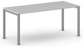 Rokovací kancelársky stôl PRIMO SQUARE, 180x80 cm, sivostrieborná podnož, sivá