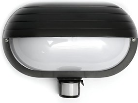 HADEX RIO vonkajšie nástenné svietidlo so senzorom 1xE27/60W/230V/IP44, čierna farba