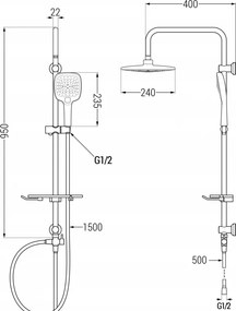 Mexen sprchový set T17 s hornou hlavicou štvorcovou, chrómová, 798171793-00