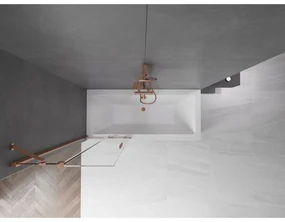 Mexen Velar, 2-krídlová posuvná vaňová zástena 75 x 150 cm, 8mm číre sklo, ružové zlato, 896-075-000-01-60