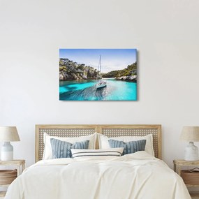 Obraz - Pláž s plachetnicou (90x60 cm)