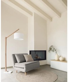 Ručne tkaný vlnený okrúhly koberec vo svetlosivej a slonovinovej farbe ø 200 cm Takashi – Kave Home