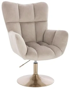 LuxuryForm DESIGN Kreslo AURORA VELUR na zlatom tanieri - latte