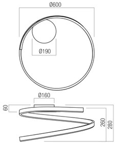 Redo 01-4011 - LED stmievateľné stropné svietidlo SCROLL LED/38W/230V zlaté