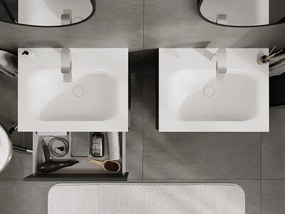 Mexen Orio, kúpeľňová skrinka 60 cm s umývadlom Vela, 2 zásuvky, grafitová matná/biela matná, 91A10-06047-2-BFF66-W23M01