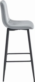 Svetlo sivá barová stolička POZZA VELVET s čiernymi nohami