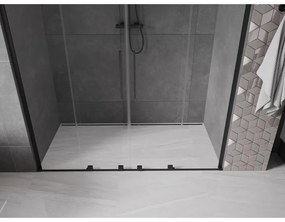 Mexen Velar L Duo, posuvné sprchové dvere do otvoru 170 cm, 8mm číre sklo, čierna matná, 871-170-003-02-70