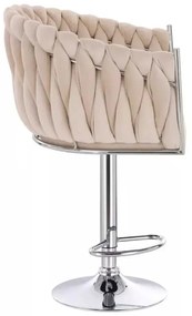 LuxuryForm DESIGN Barová stolička NORDEN VELUR na striebornom tanieri - krémová