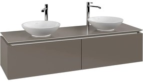 VILLEROY &amp; BOCH Legato závesná skrinka pod dve umývadlá na dosku, 2 zásuvky, 1600 x 500 x 380 mm, Truffle Grey, B59900VG
