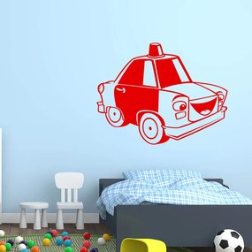 Veselá Stena Samolepka Detské autíčko s majákom Farba: červená, Veľkosť: 60 x 48 cm