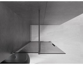 Mexen Velar, sprchová zástena s posuvnými dverami Walk-in 90 x 200 cm, 8mm šedé sklo, grafit brúsený, 871-090-000-43-66
