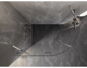 Mexen Lunar, polkruhový sprchový kút naklápací doľava 80 x 70 cm, 8mm číre sklo, chrómový profil, 833-080L-070P-01-00
