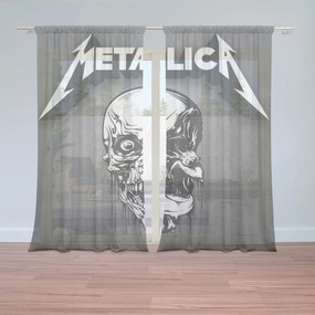 Sablio Záclony METALLICA Lebka Sivá: 2ks 150x250cm