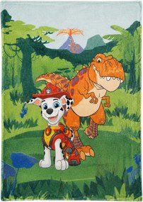 Detská coral fleece deka Labková patrola – Paw Patrol - motív Marshall a dinosaurus - 130x170 cm