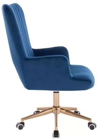 LuxuryForm DESIGN Kreslo AMADEO VELUR na zlatej podstave s kolieskami - modré