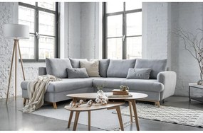 Svetlosivá rozkladacia/s úložným priestorom rohová pohovka (ľavý roh/do L) Scandic Lagom – Miuform