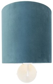 Vintage nástenné svietidlo biele s modrým zamatovým odtieňom - matné