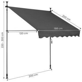ModernHome Výškovo nastaviteľná vodeodolná balkónová slnečná clona s ručnou kľukou