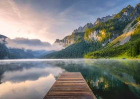 Umelecká fotografie Fantastic Sunrise Scene with Fog Over, Ratnakorn Piyasirisorost, (40 x 26.7 cm)