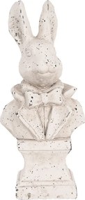 Biela antik cementová busta králik - 11*8*24 cm