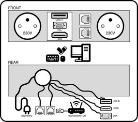 Rokovací stôl PRIMO INVITATION, 200x100 cm, dub prírodný + 2x stolná zásuvka TYP VI, čierna