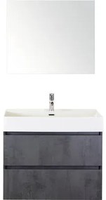 Kúpeľňový nábytkový set Maxx XL 80 cm s keramickým umývadlom a zrkadlom betón antracitovo sivá