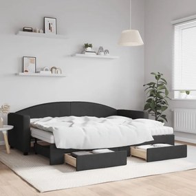Rozkladacia denná posteľ so zásuvkami čierna 80x200 cm látka 3197239