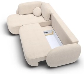 Rohová rozkladacia sedacia súprava do tvaru L s úložným priestorom OLBIA ľavá béžová