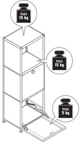 Kovová komoda »CN3 Slim Line« s 2 výklopnými priečinkami, hnedosivá