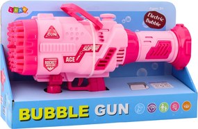 LEAN Toys Veľká elektrická pištoľ na mydlové bubliny 64 otvorov ružová