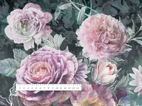 Biante Dekoračná obliečka na vankúš s lemom BM-010 Veľké fialové kvety na tmavo zelenom 30 x 50 cm