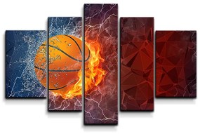 Sablio Obraz - 5-dílný Basketbalová lopta - 125x90 cm