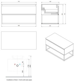 Sapho Sapho, SKARA umývadlová skrinka 90x50x45cm, čierna mat/dub alabama, CG006-2222