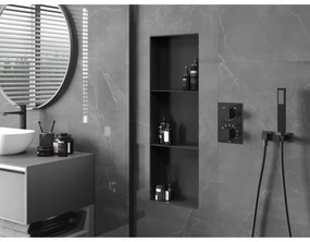 Mexen X-Wall-NR, polička na zapustenie pod obklad bez goliera 90 x 30 cm, čierna matná, 1971903010S