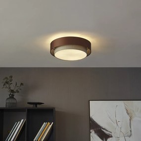 Moderné stropné svietidlo tmavý bronz s farbou taupe 50cm 3-svetlá - Drum Duo