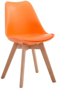 Stolička Borne V2 plast / koženka drevené nohy natura - Oranžová