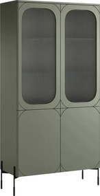 Vitrína Sonatia 100 cm štvor­dverová - olivová