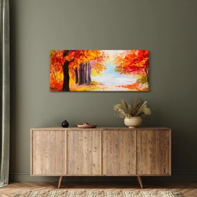 Obraz - Olejomaľba, farebná jeseň (120x50 cm)