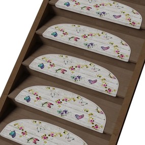 Krémovobiele nášľapy na schody v súprave 16 ks 20x65 cm Butterfly Life – Vitaus
