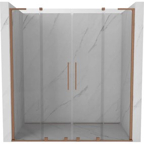 Mexen Velar L Duo, posuvné sprchové dvere do otvoru 170 cm, 8mm číre sklo, medená matná, 871-170-003-02-65