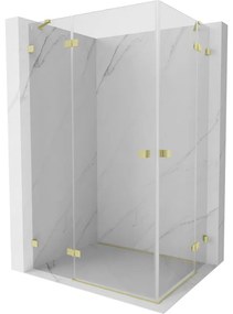 Mexen Lunar Duo, výklopný sprchový kút 115 x 105 cm, 8mm číre sklo, zlatý matný profil, 834-115L-105P-55-00