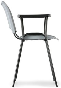 Plastová stolička SMART - chrómované nohy s podpierkami rúk, čierna