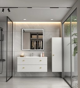 Erga Samira, LED zrkadlo 80x80cm v čiernom ráme, 2415 lm, 3 farby svetla, predné osvetlenie, ERG-V01-SAMIRA-8080-BK