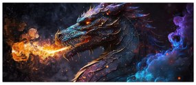 Obraz - Drak pľuvajúce plamene (120x50 cm)