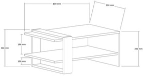 Konferenčný stolík Yonca Anthracite a Sapphire Oak